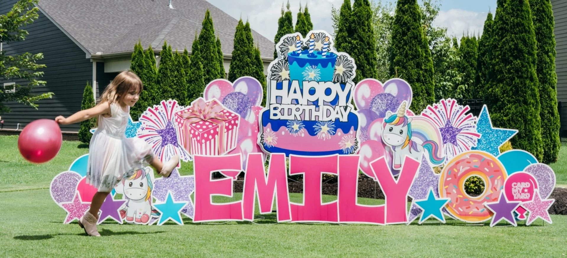 Emily Happy Birthday Yard Display Setup